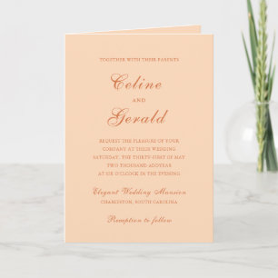 Classic Peach QR Code Elegant Wedding Invitation