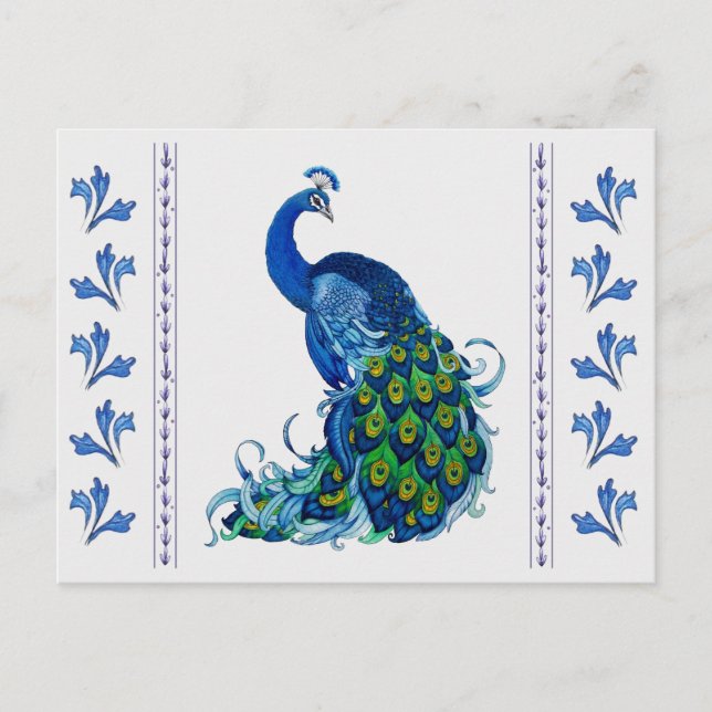 Classic Peacock Design Postcard (Front)