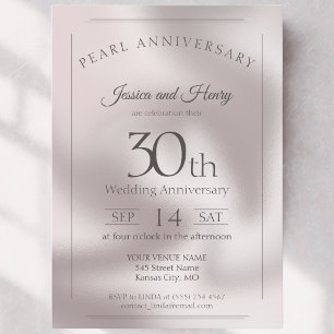 Classic Pearl 30th wedding anniversary Invitation