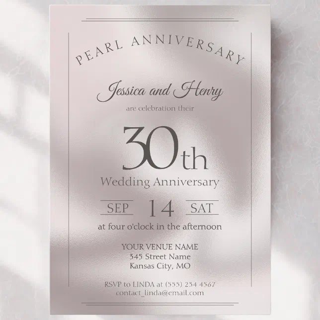 Classic Pearl 30th wedding anniversary Invitation | Zazzle