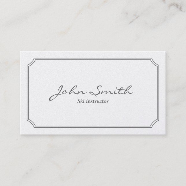 Classic Pearl White Ski Business Card (Front)