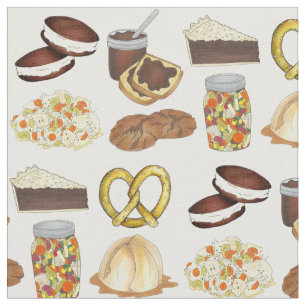 Classic Pennsylvania PA Dutch Amish Food Dishes Fabric