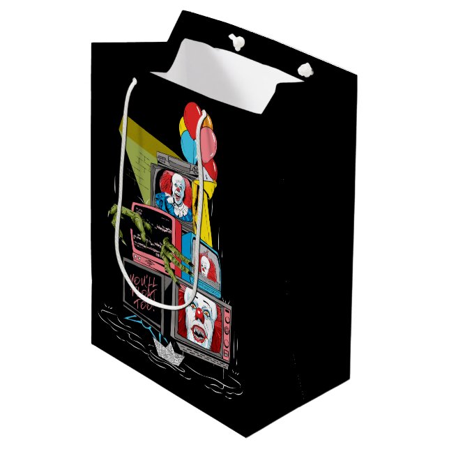 Classic Pennywise TV Stack - You'll Float Too Medium Gift Bag (Front Angled)
