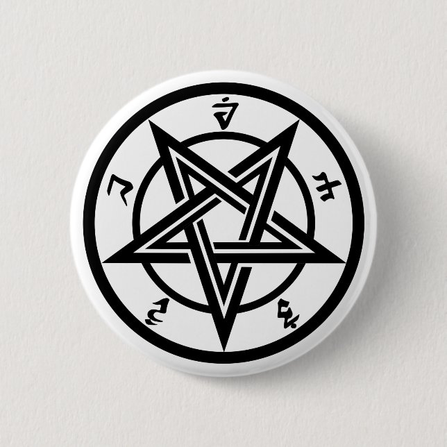 Classic pentagram symbol 6 cm round badge (Front)
