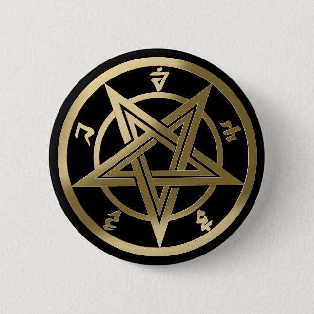 Classic pentagram symbol 6 cm round badge (Front)