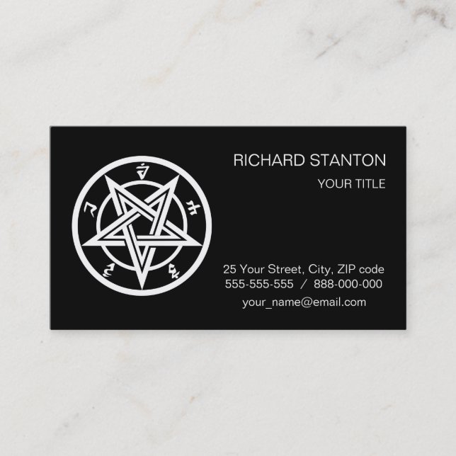 Classic pentagram symbol business card (Front)