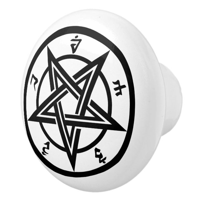 Classic pentagram symbol ceramic knob (Right)