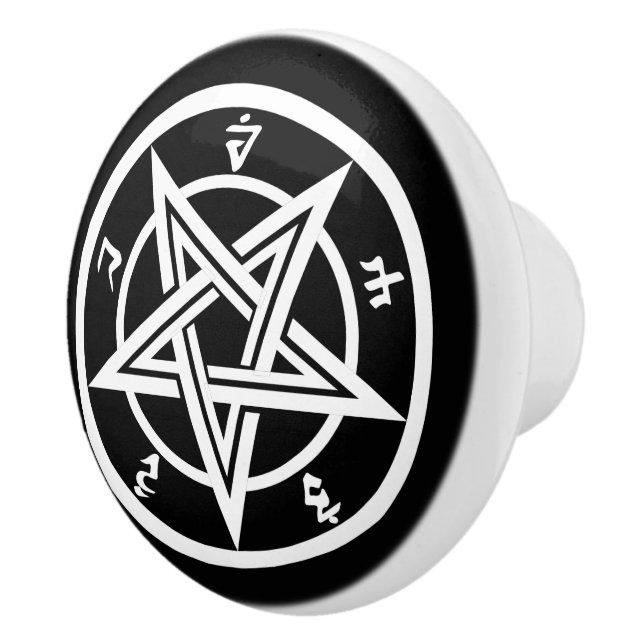 Classic pentagram symbol ceramic knob (Right)