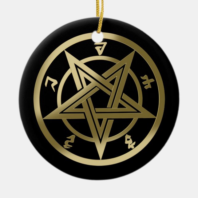 Classic pentagram symbol ceramic ornament (Front)