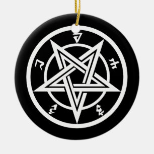 Classic pentagram symbol ceramic ornament