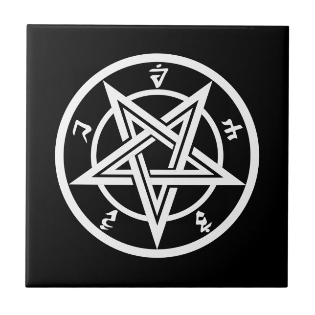 Classic pentagram symbol ceramic tile (Front)