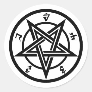 Classic pentagram symbol classic round sticker