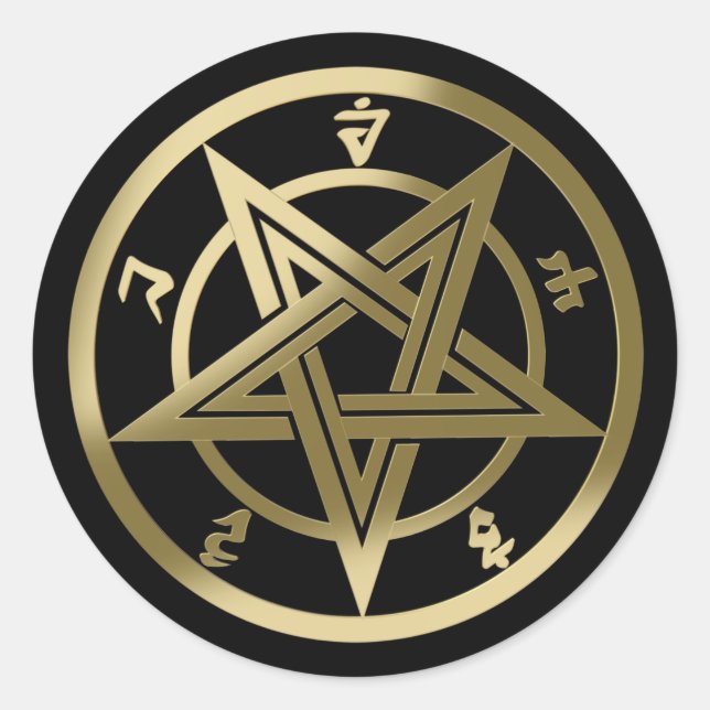Classic pentagram symbol classic round sticker (Front)