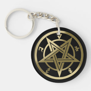 Classic pentagram symbol key ring