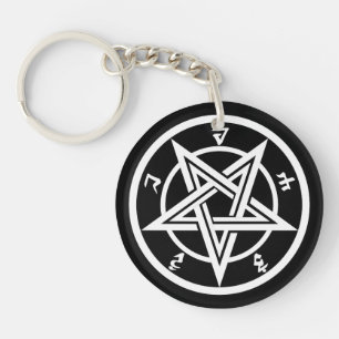 Classic pentagram symbol key ring