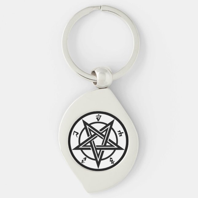 Classic pentagram symbol key ring (Front)