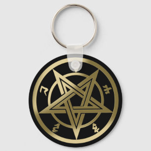 Classic pentagram symbol key ring