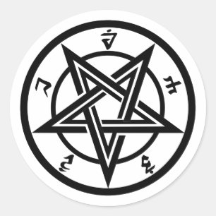 Classic pentagram symbol round sticker