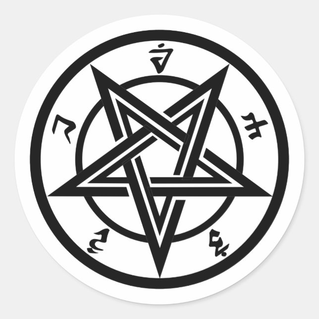 Classic pentagram symbol round sticker (Front)
