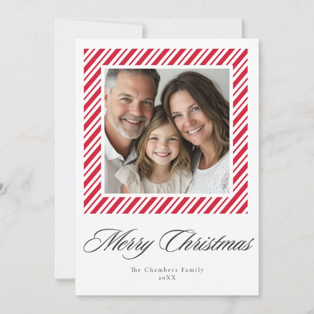 Classic Pepermint Stripe frame Christmas Card (Front)