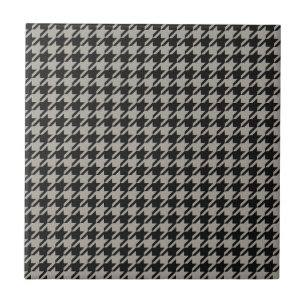 Classic Pepita Houndstooth Pattern Black Grey   Ceramic Tile