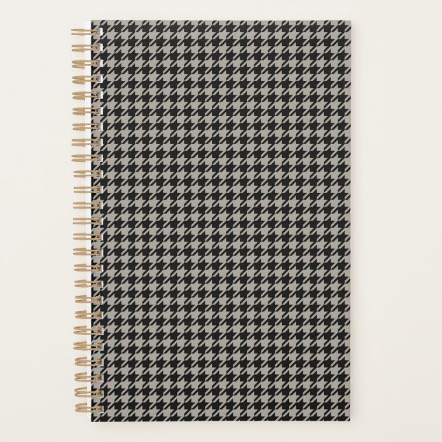 Classic Pepita Houndstooth Pattern Black Grey    Planner (Front)