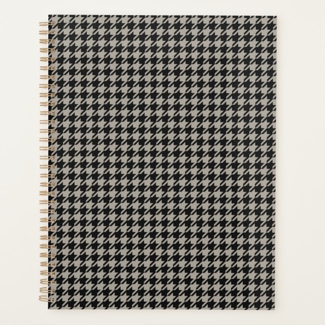Classic Pepita Houndstooth Pattern Black Grey   Planner (Front)