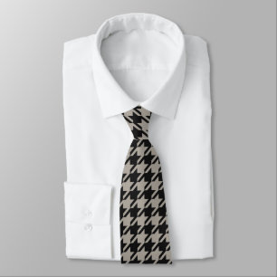 Classic Pepita Houndstooth Pattern Black Grey Tie