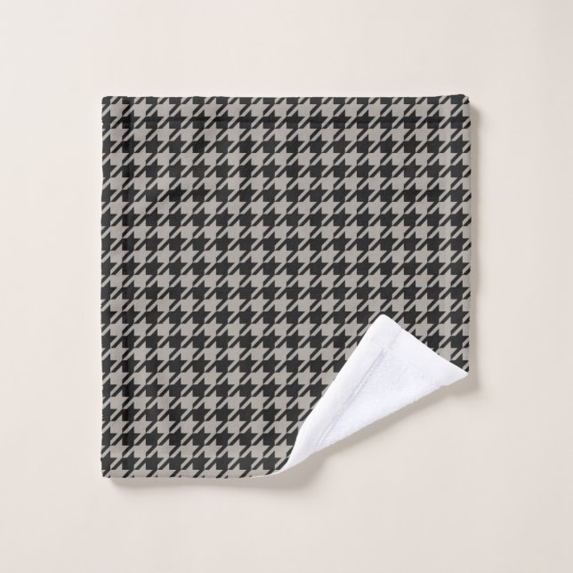 Classic Pepita Houndstooth Pattern Black Grey   Wash Cloth (Wash Cloth)