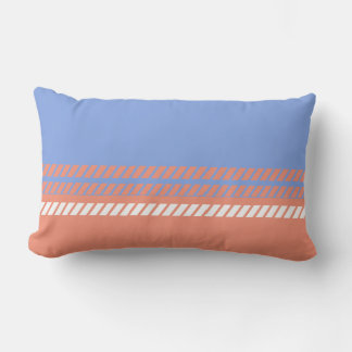 Classic Periwinkle and Coral with Stripes Lumbar Cushion