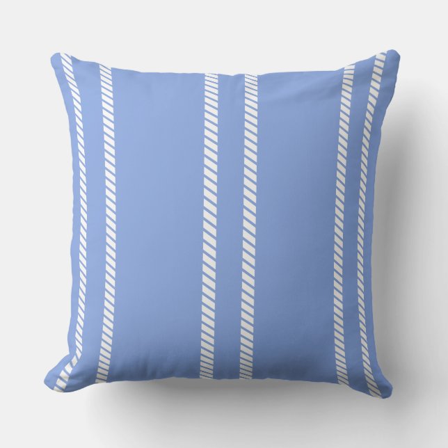 Classic Periwinkle Blue with Stripes Throw Pillow (Front)