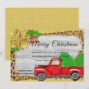 Classic Personalised Christmas Retro Red Truck Holiday Card