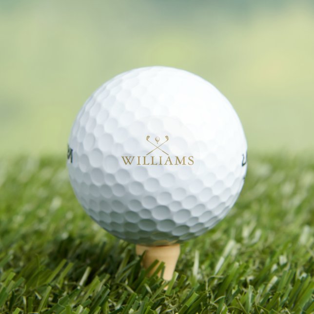 Classic Personalised Gold Name Golf Clubs Golf Balls (Insitu Tee)