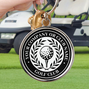 Classic Personalised Golf Club Company Name Black Key Ring