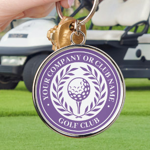 Classic Personalised Golf Club Company Name Purple Key Ring