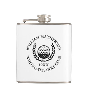 Classic Personalised Golf Club Name Hip Flask