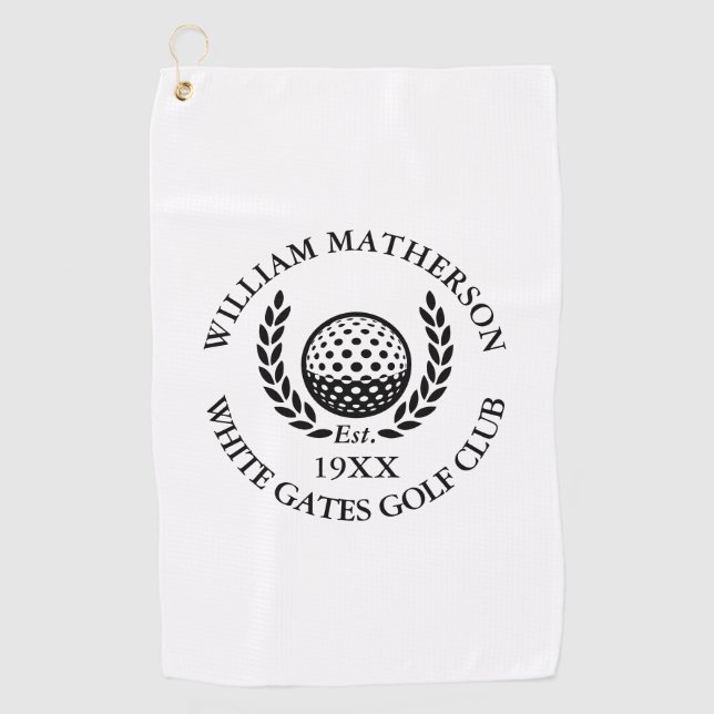Classic Personalised Golf Club Name Towel (Front)
