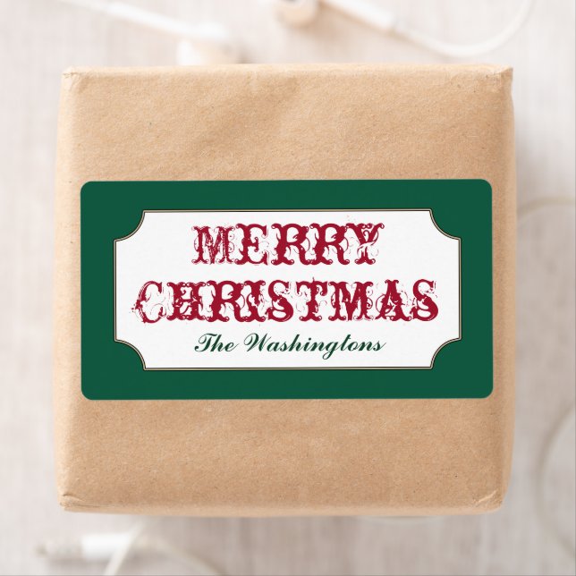 Classic Personalised Green Christmas Gift Labels (Insitu)