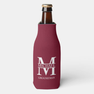 Classic Personalised Groomsman Monogram and Name Bottle Cooler