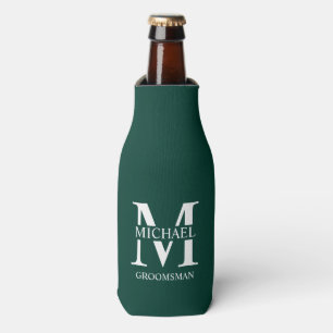 Classic Personalised Groomsman Monogram and Name Bottle Cooler