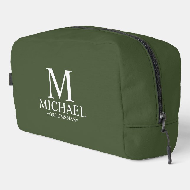 Classic Personalised Groomsman Monogram and Name Dopp Kit (Right Corner)