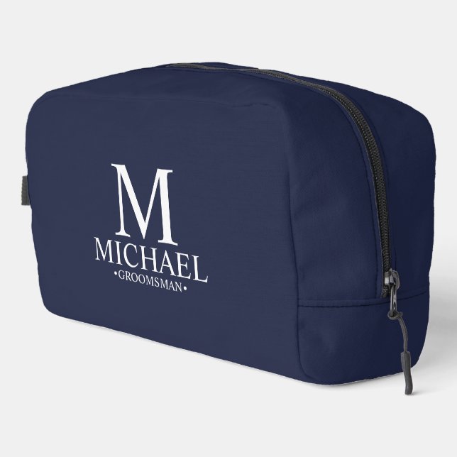 Classic Personalised Groomsman Monogram and Name Dopp Kit (Right Corner)