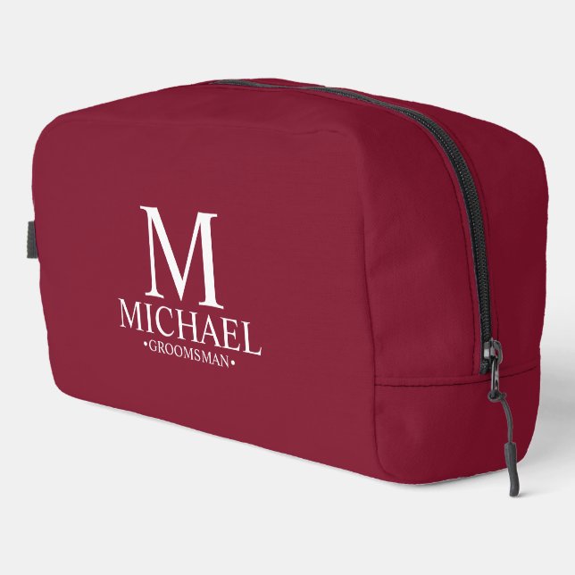 Classic Personalised Groomsman Monogram and Name Dopp Kit (Right Corner)