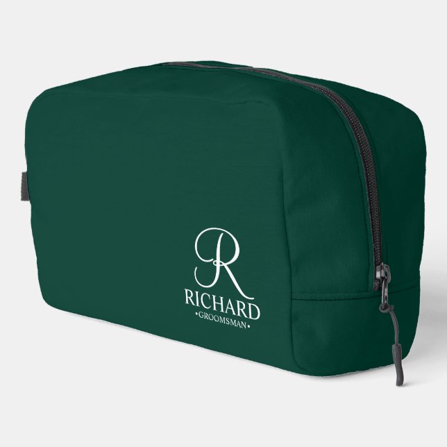 Classic Personalised Groomsman Monogram and Name Dopp Kit (Right Corner)
