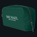 Classic Personalised Groomsman Name Dopp Kit<br><div class="desc">Classic Personalised Groomsman Gifts
featuring personalised groomsman's name and title in white classic serif font style on emerald green background.

Also perfect for Best Man,  Father of the Bride and more.</div>
