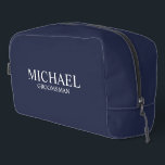 Classic Personalised Groomsman Name Dopp Kit<br><div class="desc">Classic Personalised Groomsman Gifts
featuring personalised groomsman's name and title in white classic serif font style on navy blue background.

Also perfect for Best Man,  Father of the Bride and more.</div>