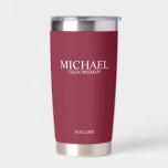 Classic Personalised Groomsman Name Insulated Tumbler<br><div class="desc">Classic Personalised Groomsman Gifts
featuring personalised groomsman's name,  title and wedding date in white classic serif font style on burgundy red background.

Also perfect for Best Man,  Father of the Bride and more.</div>