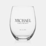 Classic Personalised Groomsman Name Stemless Wine Glass<br><div class="desc">Classic Personalised Groomsman Gifts
featuring personalised groomsman's name,  title and wedding date in classic serif font style.

Also perfect for Best Man,  Father of the Bride and more.</div>
