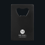 Classic Personalised Groomsmen Monogram and Name<br><div class="desc">Add a personal touch to your wedding with a customised groomsmen gift! This stylish gift features a black background with an initial inside a white circle. The name and title are written in a classic white serif font. A meaningful keepsake, this thoughtful gift is also perfect for your best man,...</div>