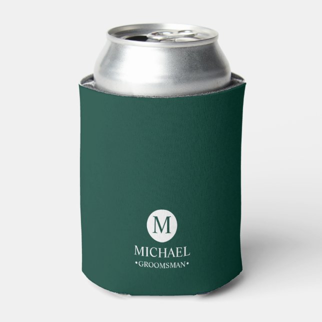 Classic Personalised Groomsmen Monogram and Name Can Cooler (Can Front)